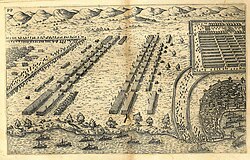 Battle of Thapsus as depicted in an engraving after Andrea Palladio