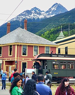 Rail car of the White Pass and Yukon Route in Skagway, Alaska