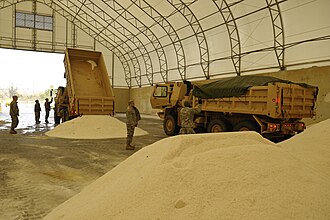 Mounds of road salt for use in winter