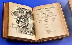 Arabian Nights, "Tausend und eine Nacht. Arabische Erzählungen", translated into German by Gustav Weil, Vol .4, 1866 CE, Stuttgart