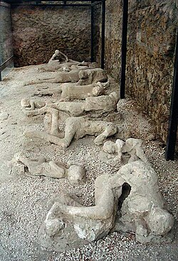 The casts of some victims in the so-called "Garden of the Fugitives", Pompeii