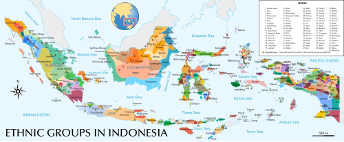 A map of ethnic groups in Indonesia