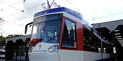 A train in Darmstadt, Germany, showcasing the Sister City relationship with San Antonio