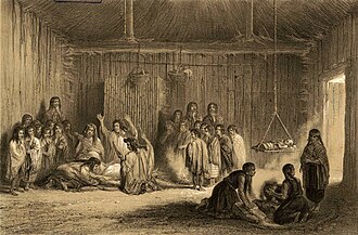 Illustration of a machi healing a patient, from Atlas of Physical and Political History of Chile (Atlas de la historia física y política de Chile), by Claudio Gay