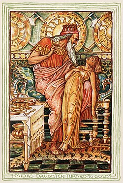 The Midas myth, from Nathaniel Hawthorne's A Wonder-Book for Girls and Boys. Illustration by Walter Crane, published 1893.
