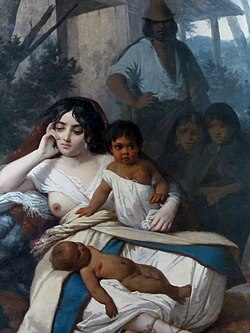 Elisa Bravo, a European woman who became the wife of a local Mapuche cacique. Painting by Raymond Monvoisin