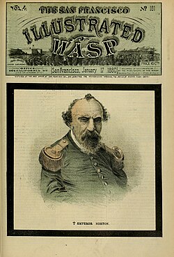 Norton on the cover of The Wasp shortly after his death, January 17, 1880