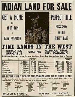 A 1911 ad offering former reservation land for sale. Most of the "allotted Indian land" sold the previous year (1910) was Sioux land.