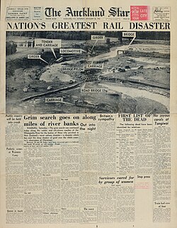 Front page of the Auckland Star newspaper of 26 December 1953