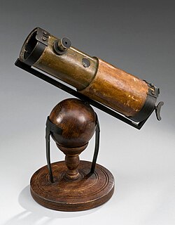 A replica of a second reflecting telescope Isaac Newton presented to the Royal Society in London in 1672