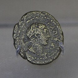 Coin from Mytilene depicting the head of Sappho. Second century AD.