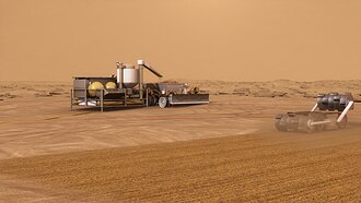 A NASA ISRU system concept for autonomous robotic excavation and processing of Mars soil to extract water for use in exploration missions.