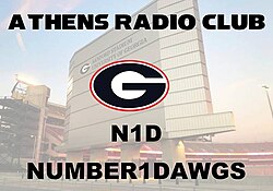 N1D-QSL Card celebrating University of Georgia Football as National Champions by the Athens Radio Club, Athens, Georgia, 2022.