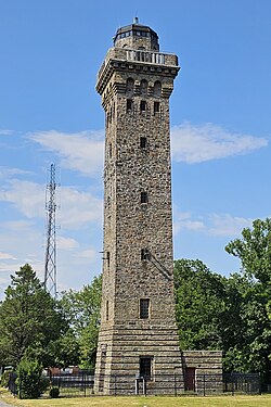 The William Penn Memorial Fire Tower overlooking Reading, Pennsylvania