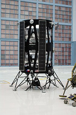 Nova-C lander model, on display in May 2019 at NASA's Goddard Space Flight Center in Greenbelt, Maryland