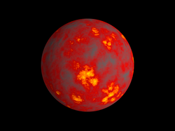 Full volcanic planet, magma ocean in surface