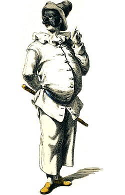 Engraving of Pulcinella in 1700