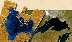 Ligeia Mare, on the left, is compared at scale to Lake Superior.