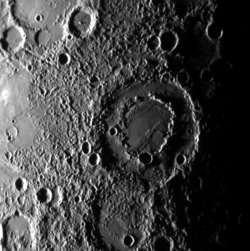 Caravaggio is an example of a peak ring impact basin on Mercury.