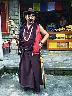 Tibetan pilgrim, Rewalsar Lake, Himachal Pradesh, India