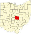 Map of Ohio highlighting Licking County
