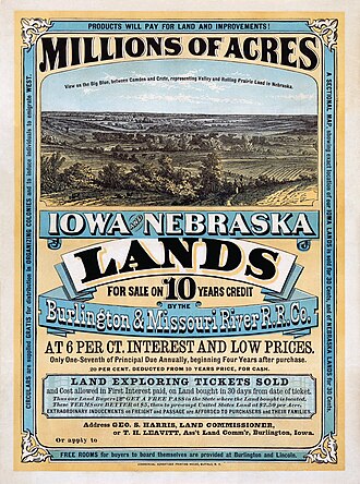 A land offer from the Burlington and Missouri River Railroad, 1872