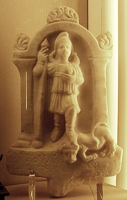 Roman relief of Mēn wearing a Phrygian cap (2nd century, British Museum)