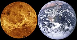 Venus is roughly the same size as Earth, but has a drastically different climate and surface