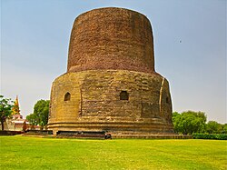 A Buddhist stupa (above) may have influenced the later iconography of the Hindu Shiva-linga, according to Swami Vivekananda.[71][note 2]