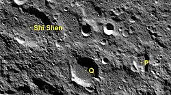 ShiShen crater (top left). The crater was named after Shi Shen.