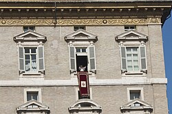 Benedict reciting the weekly Angelus prayer while overlooking St. Peter's Square, 2012