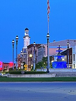 View of fountain and Courthouse