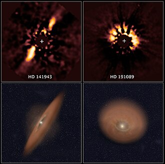 Debris disks detected in HST archival images of young stars, HD 141943 and HD 191089, using improved imaging processes (24 April 2014)[1]