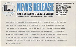 Madison Square Garden News Release 1974