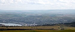 The Dalles and the Columbia River showing surrounding landscape