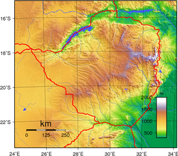 An enlargeable topographic map of Zimbabwe