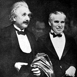 Charlie Chaplin with Albert Einstein at the premiere of City Lights