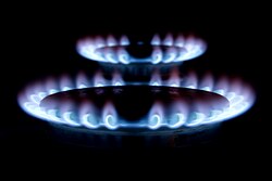 Blue flame of fuel gas burners