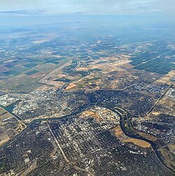 Aerial view of Sacramento, clearly showing the downtown/midtown grid and surrounding areas