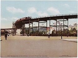 Until 1903, the Ninth Avenue elevated bypassed Morningside Heights (depicted in background).