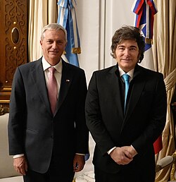 Kast with Javier Milei, following his election as president, 16 December 2025
