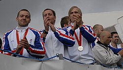 The Iceland men's national handball team (pictured) won the silver medal at the 2008 Summer Olympics. Handball is considered to be Iceland's national sport.[315]