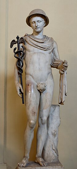 Hermes, the messenger of the gods, a major recurring character throughout many of Lucian's dialogues.[89]
