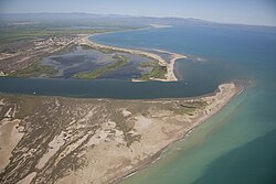 The mouth of the Ebro in the Ebro Delta.