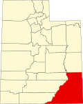 Map of Utah highlighting San Juan County