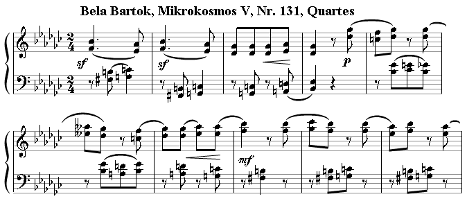 Fourths in Béla Bartók's Mikrokosmos V, No. 131, Fourths (Quartes)