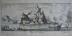 1692 engraving of the Peñón de Vélez de la Gomera, by Lucas Vostermans of Antwerp
