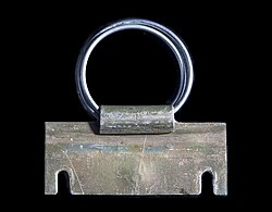 Last remaining piece of Sputnik 1: metal arming key which prevented contact between batteries and transmitter prior to launch; on display at the Smithsonian National Air and Space Museum[19]