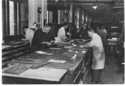 A page-setting room, c. 1920