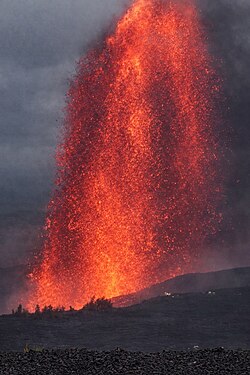 Explosive strombolian lava fountain during Episode 42 on February 15, 2026